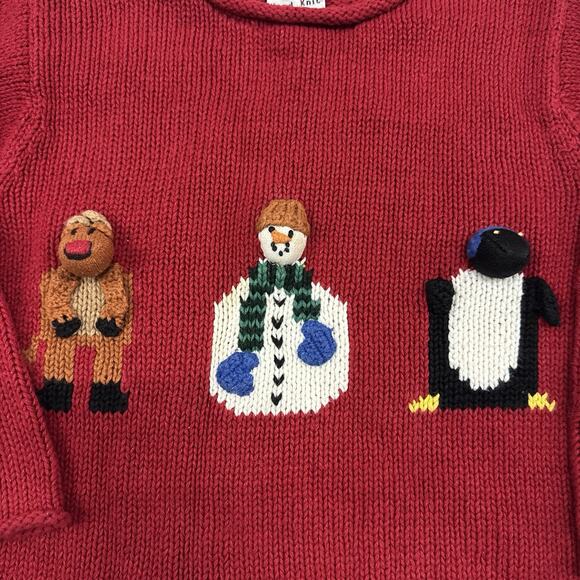 Vintage Talbots Kids Hand-Knit 4T Sweater Roll Neck Snowman Christmas Embroidery - Picture 2 of 7